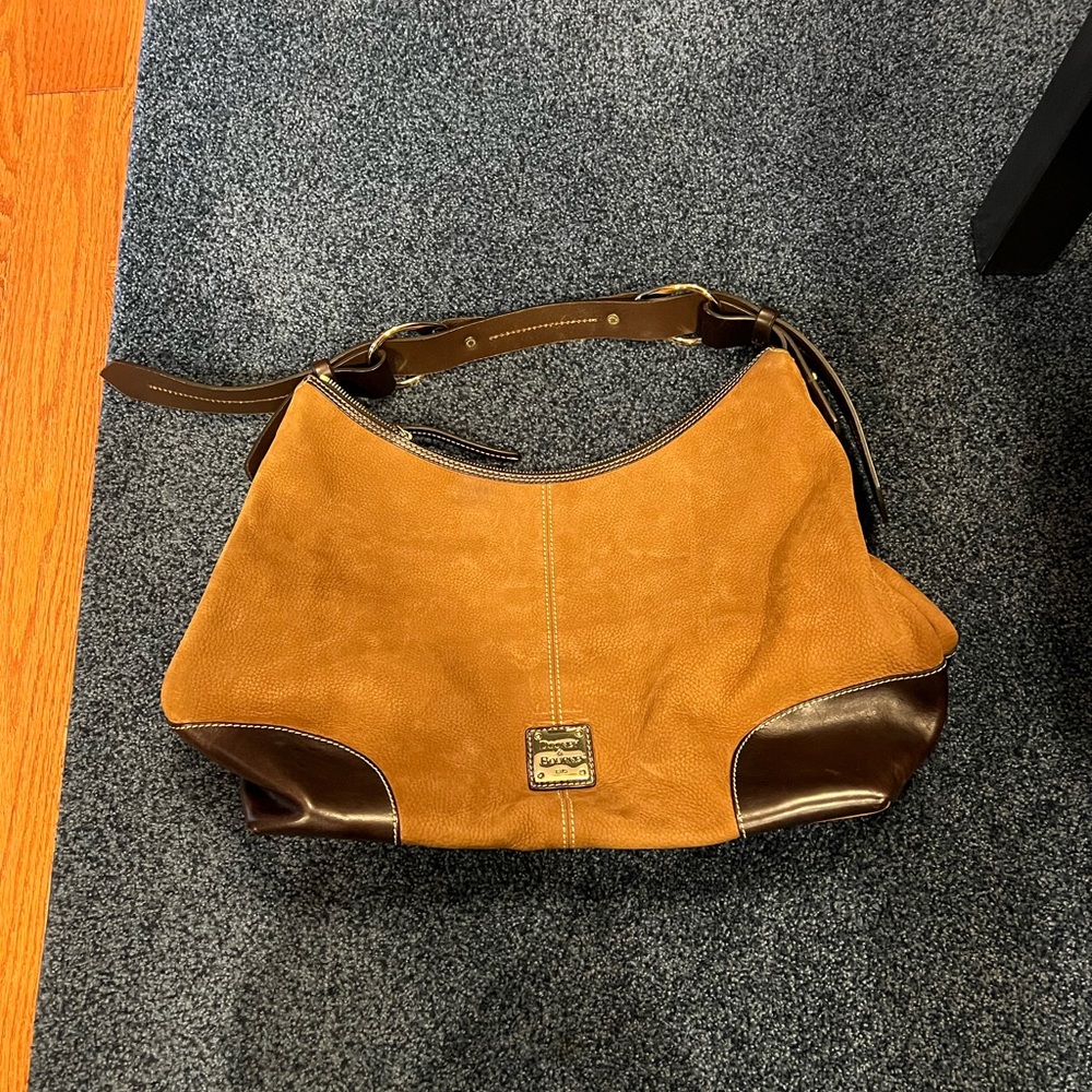 Dooney & Bourke Brown and Tan Suede Hobo Bag